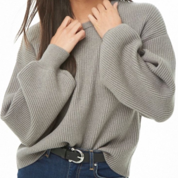Forever 21 Sweaters - grey ribbed balloon sleeve Forever 21 sweater